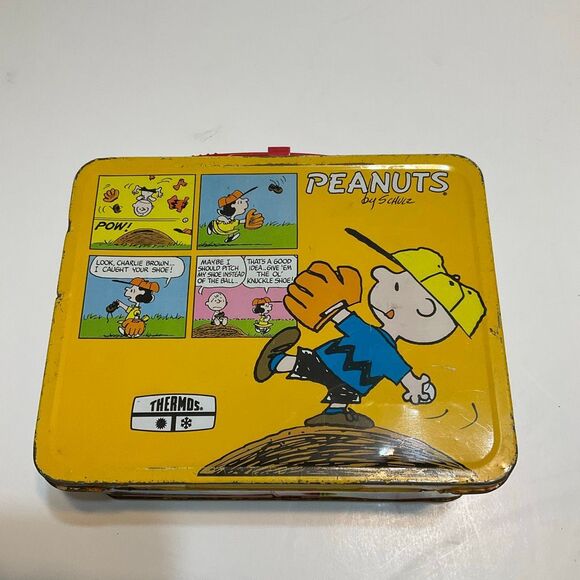 Vintage Peanuts Snoopy Charlie Brown 1960’s Metal Lunchbox and Thermos by Thermo - Picture 10 of 15